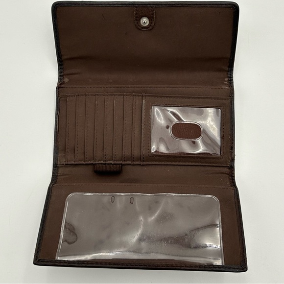 Vntg Fossil Wallet Card Holder Leather Trifold Coin Zip Classic Brown Classic - Picture 4 of 7